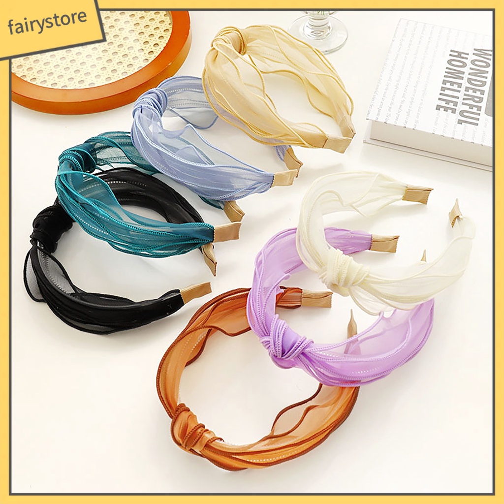 Băng Đô Cài Tóc Bản Rộng Chống Trượt Thắt Nút Màu Trơn Đáng Yêu Thích Hợp Sử Dụng Hàng Ngày