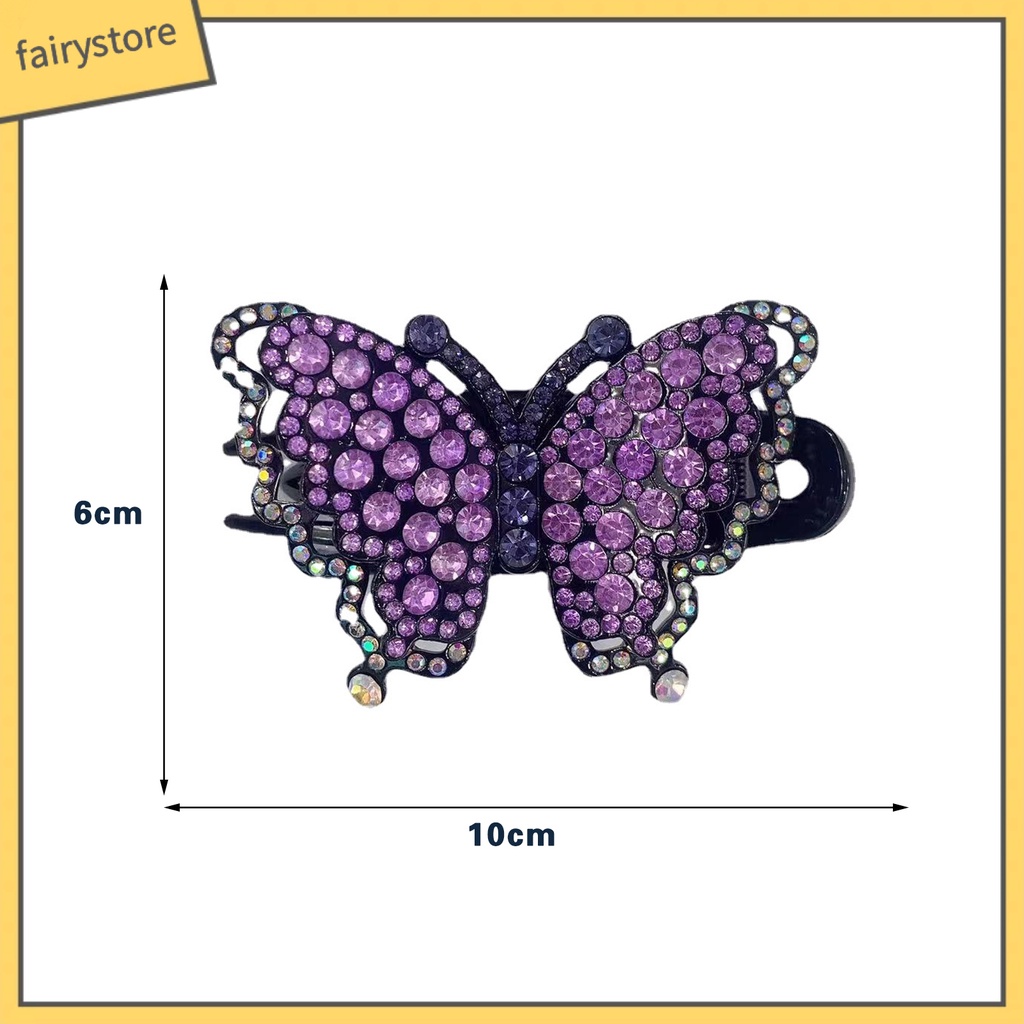 Kẹp Tóc Hình Bướm Đính Đá Nhiều Màu Chống Trượt Trọng Lượng Nhẹ