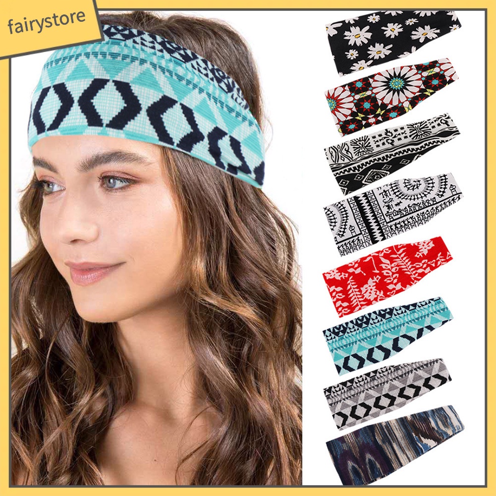 Băng Đô Thể Thao Chất Liệu Cotton Co Giãn Họa Tiết Hoa Hướng Dương