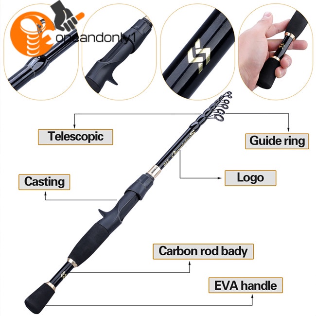 Cần Câu Cá Bằng Sợi Carbon Siêu Nhẹ Siêu Ngắn 1.8 / 2.1 / 2.4