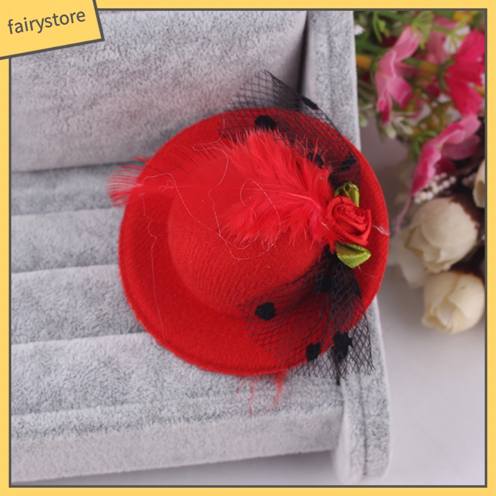 Set 6 Kẹp Tóc Hình Nón Vành Nhỏ Phối Mạng Che Mặt Cho Bé Gái