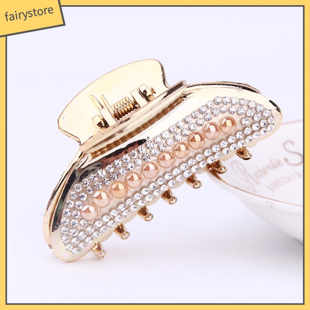 Kẹp Tóc Đính Đá Và Ngọc Trai Giả Thanh Lịch Dành Cho Nữ