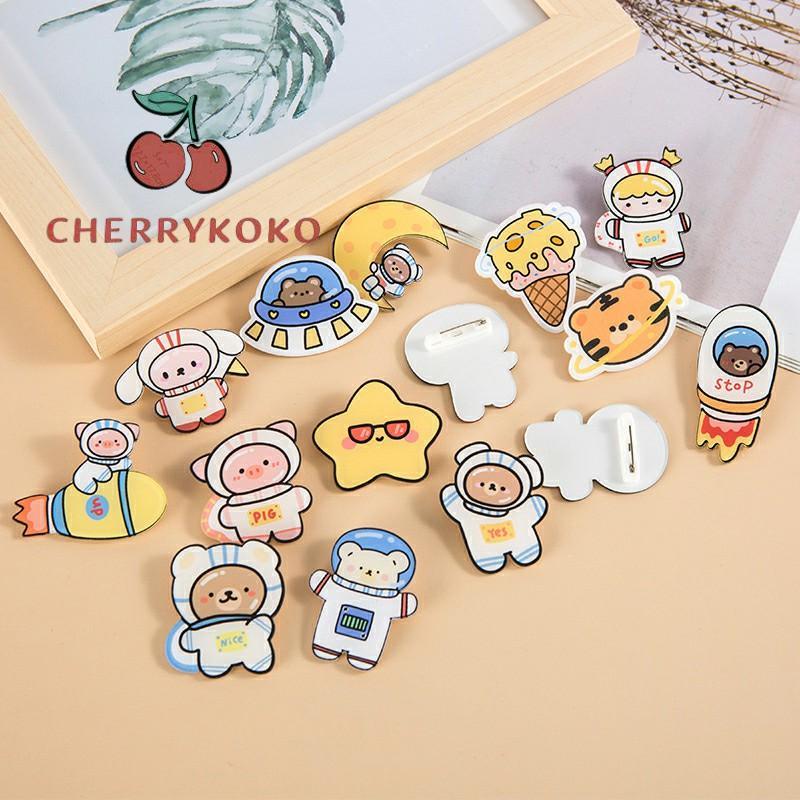 🍒🍒CHERRYKOKO 1K giáng sinh Trâm Cài Áo Hình Động Vật Hoạt Hình Dễ Thương Sáng Tạo Bằng Acrylic
