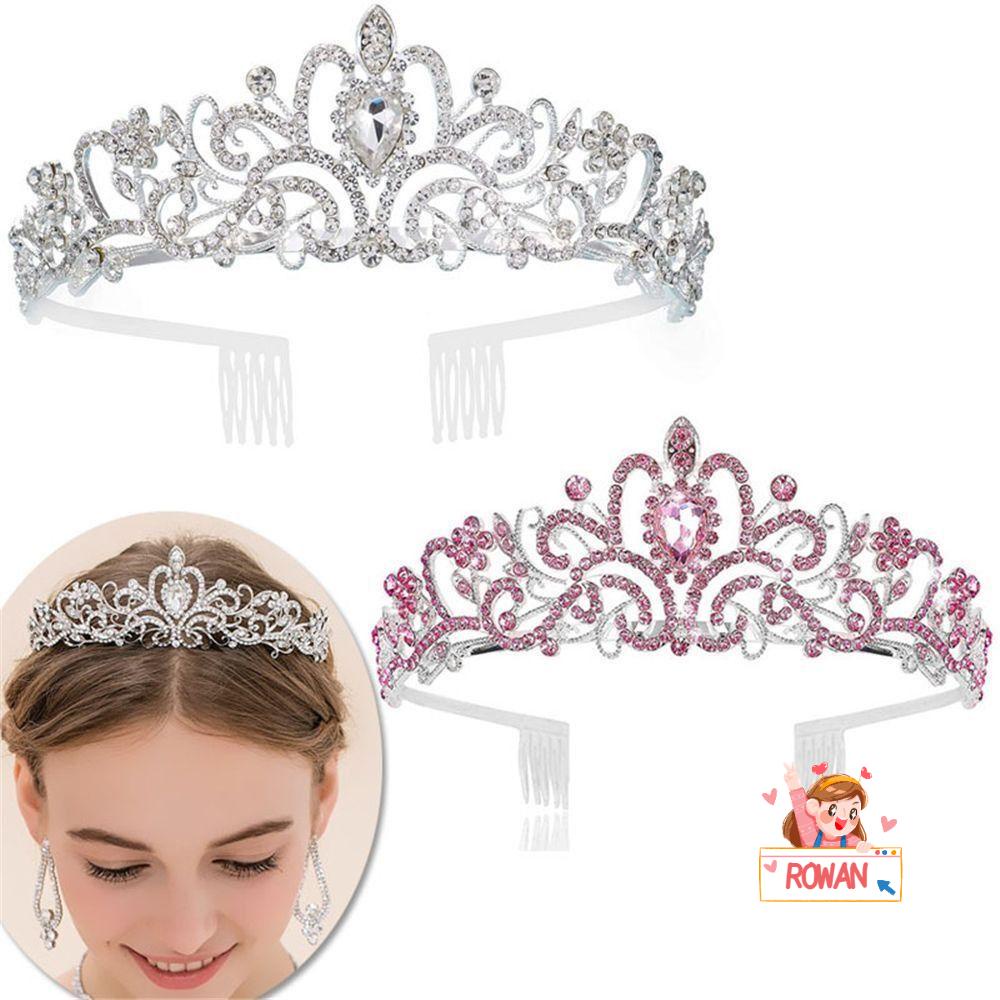 Vương Miện Hợp Kim Có Lược Chải Tóc ROWANS|Vương Miện Đội Đầu Dạ Hội Sang Trọng Cao Cấp|Băng Đô Cài Tóc Xinh Xắn Thời Trang