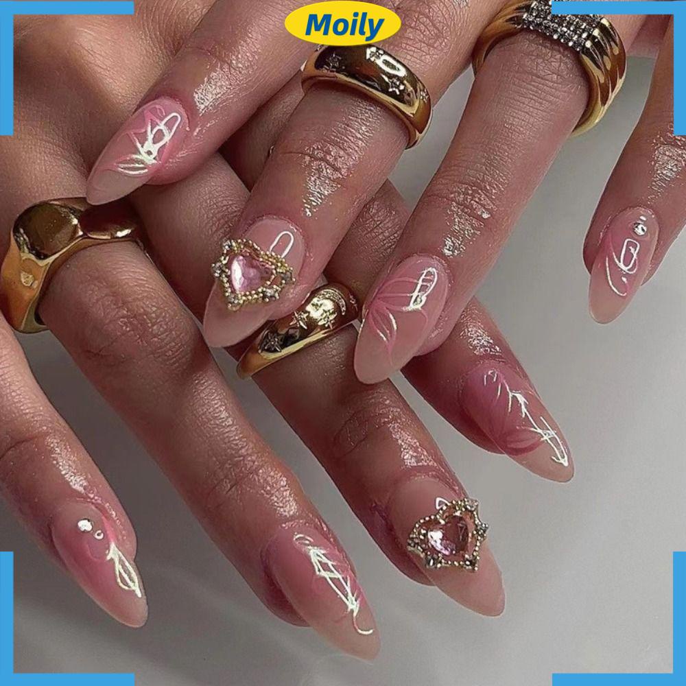 MOILYVN Bộ 24 Móng Tay Giả Hình Bướm / Ngôi Sao Xinh Xắn