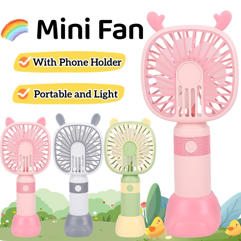 Quạt USB Mini Để Bàn 4 Kiểu Họa Tiết Hoạt Hình Động Vật Màu Dạ Quang Nhỏ Gọn Nhẹ Nhàng Có Thể Sạc Lại Kèm Giá Đỡ Điện Thoại Tiện Dụng