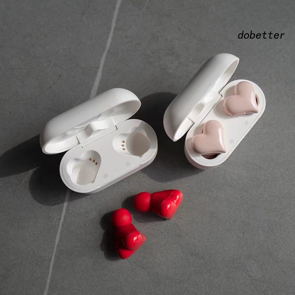 1 Cặp Tai Nghe Nhét Tai Không Dây Chống Nước IPX4 Bluetooth 5.0 Hình Trái Tim Kèm Hộp Sạc
