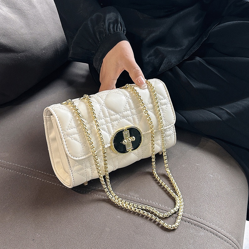 Ielgy Túi Đeo Vai Dây Xích Họa Tiết Quả Dứa Hình Thoi Ghép Màu Tinh Khiết Cá Tính Dành Cho Nữ