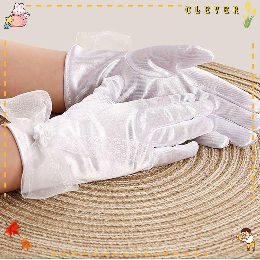 Găng Tay Dài Vải Satin Đính Kim Sa Lấp Lánh Thời Trang Cho Bé