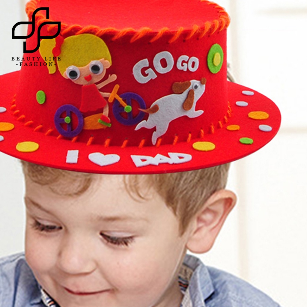 Beautylifefashion Bộ Nón Vải Không Dệt Màu Trơn In Chữ Hoạt Hình Vui Nhộn Cho Bé Làm Quà Tặng Ngày Của Cha