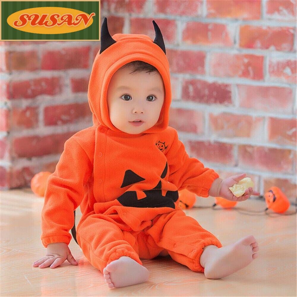 Bộ Áo Liền Quần Hóa Trang Bí Ngô Xinh Xắn Cho Bé