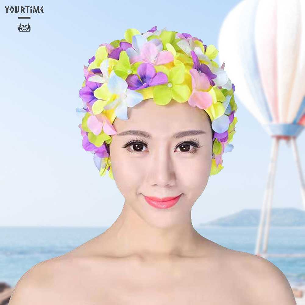 Mũ Bơi In Hoa 3D Thoáng Khí Thoải Mái Cho Nữ