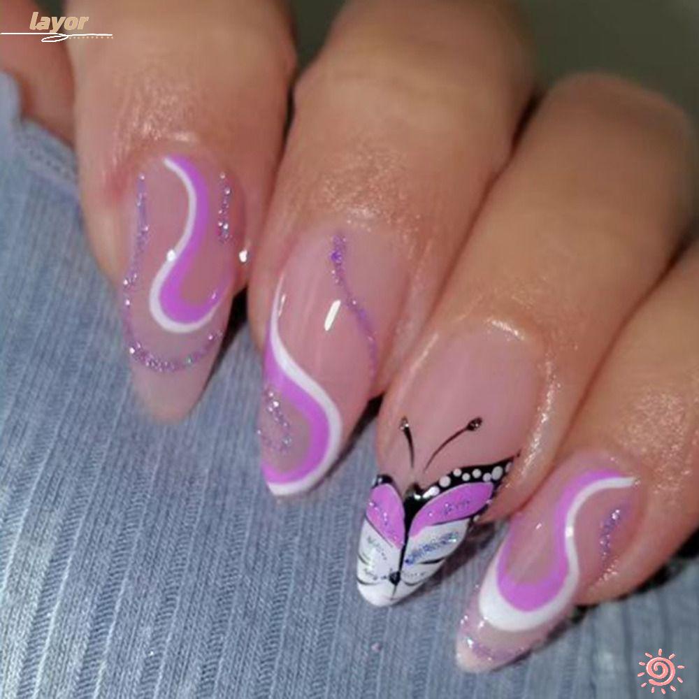 Bộ Móng Tay Giả Có Thể Tháo Rời Dạng Nhấn Phong Cách Pháp