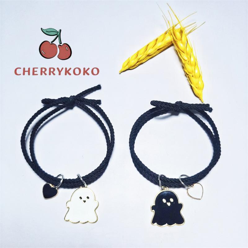 🍒🍒CHERRYKOKO Set 2 Vòng Tay Mặt Dây Chuyền Hình Ma Dễ Thương Cho Cặp Đôi