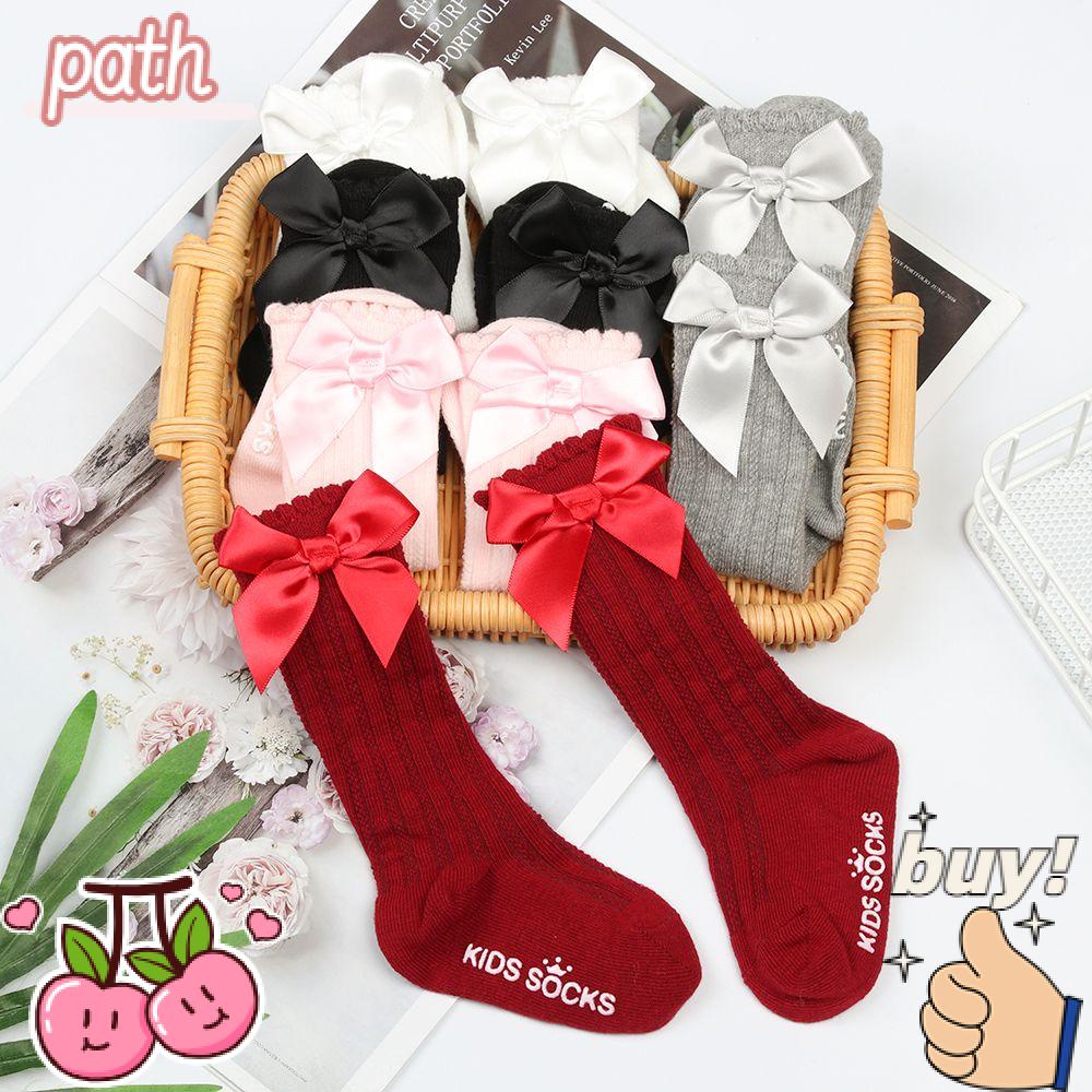 Vớ Mềm Đính Nơ Màu Trơn Thoáng Khí Không Trượt Cho Bé