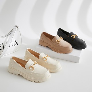 Giày da nữ thoải mái,England Vintage Wind Women,Trắng Ladies Lazy Women luyoo-17