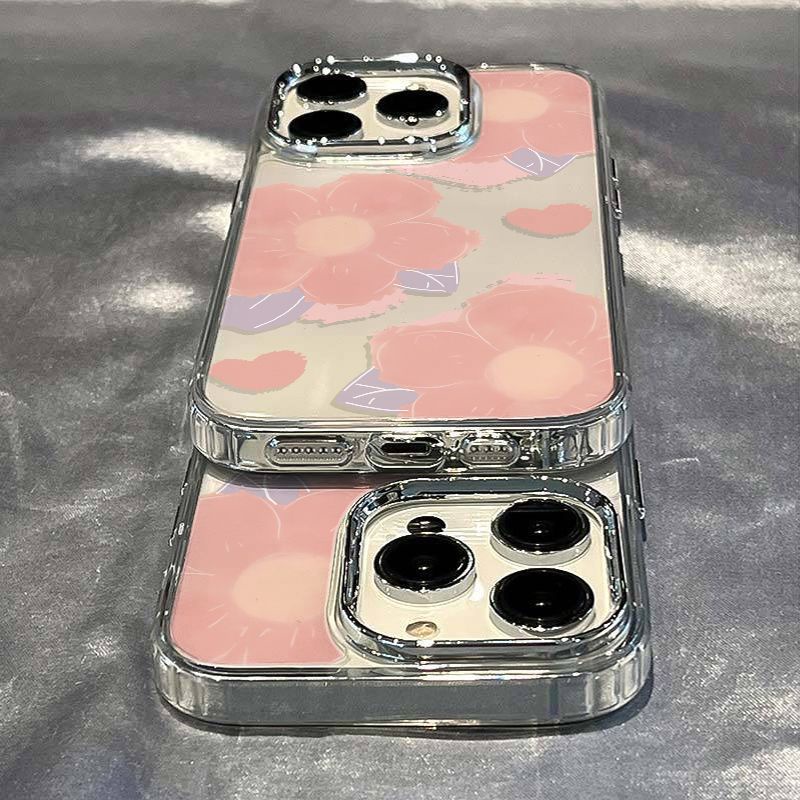 ✅Ốp Điện Thoại Mềm Chống Sốc In Hình Hoa 13In Màu Hồng Đơn Giản Cho Apple plus 14pro 8711iPhone12max