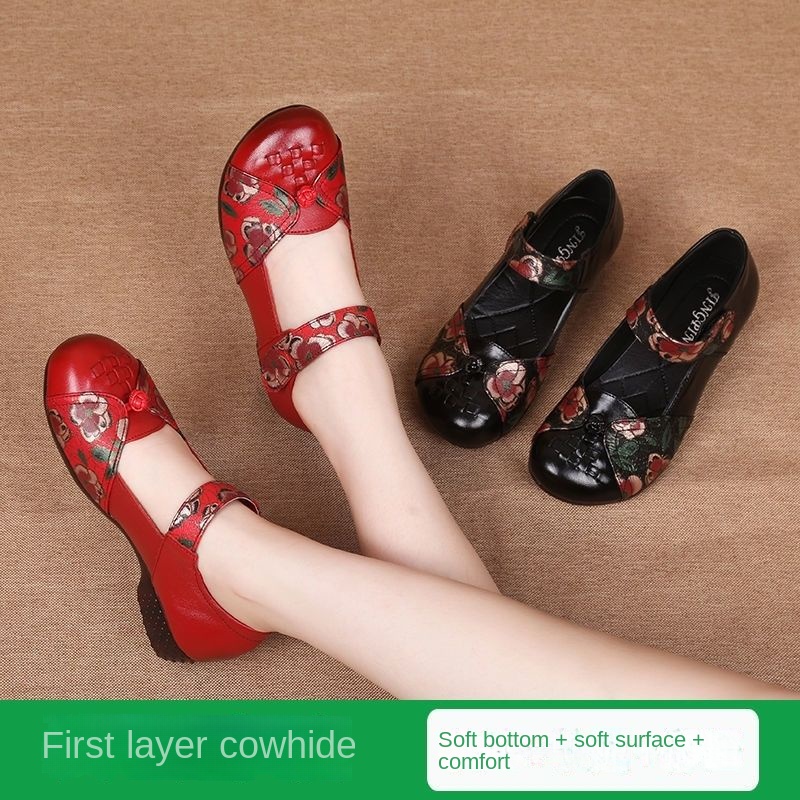 Giày Búp Bê Da Thật Mũi Tròn Đế Mềm Chống Trượt Thời Trang Nữ 2023