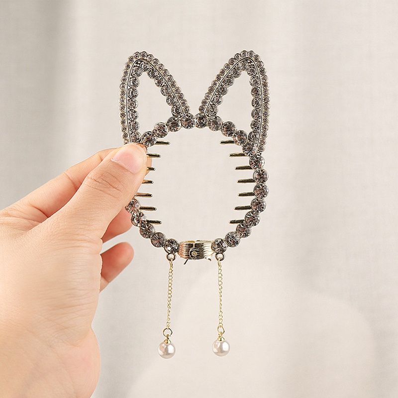 Ygt Kẹp Tóc Đính Đá Hình Tai Thỏ Mèo Thời Trang Cho Nữ