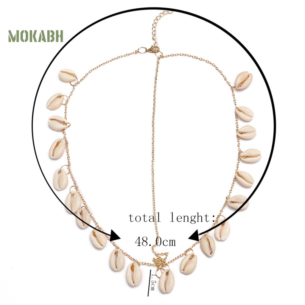 [Mok Abh] Vòng Đeo Đầu Dạng Chuỗi Vỏ Sò Tự Nhiên Bằng Kim Loại Dùng Trong Tiệc Cưới