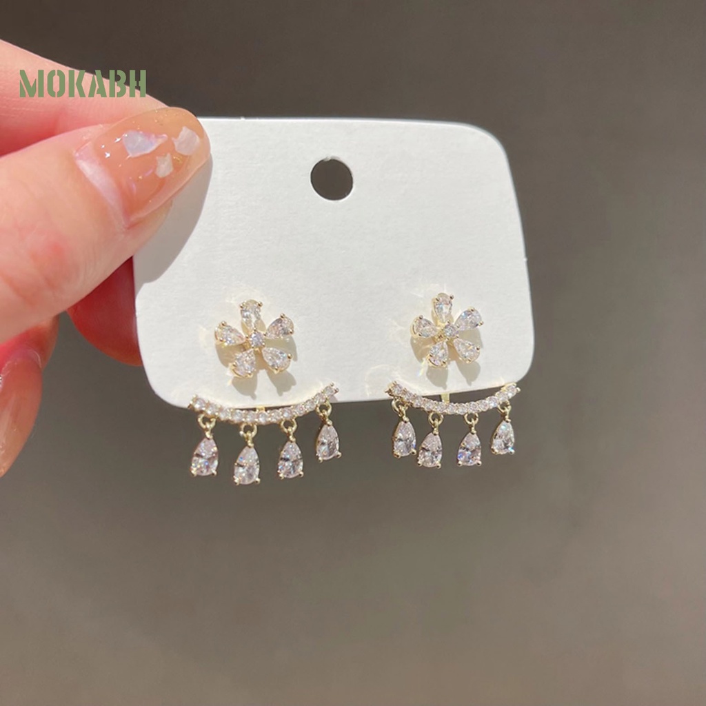 Khuyên Tai Dạng Hạt Tua Rua Hình Bông Hoa Đính Đá Lấp Lánh Theo Phong Cách Bohemia Dành Cho Nữ