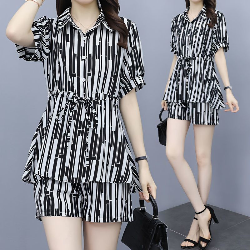 Set Áo Thun Dáng Rộng + Quần Short Lưng Thun Thời Trang Mùa Hè Cho Nữ