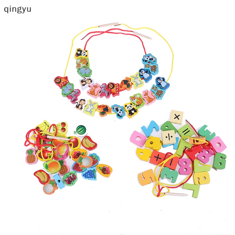 Qingyu Set 24 Đồ Chơi Xỏ Hạt diy Hình Động Vật / Trái Cây
