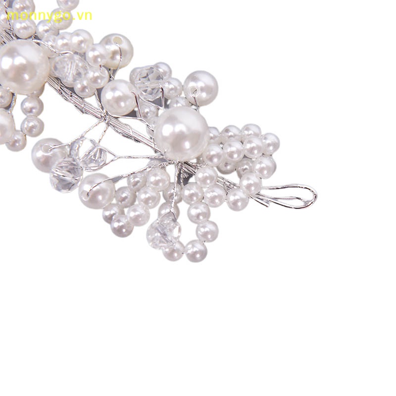 Monnygo bridal wedding headband crystal flower tiara crown pearl rhinestone hair band vn