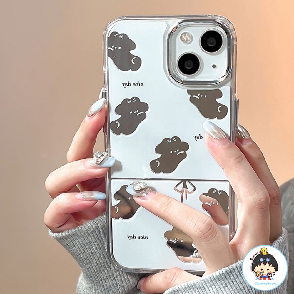 Ốp Điện Thoại TPU Mềm Chống Sốc Tráng Gương Họa Tiết Cún Hoạt Hình Cho IPhone 11 14 13 12 Pro Max