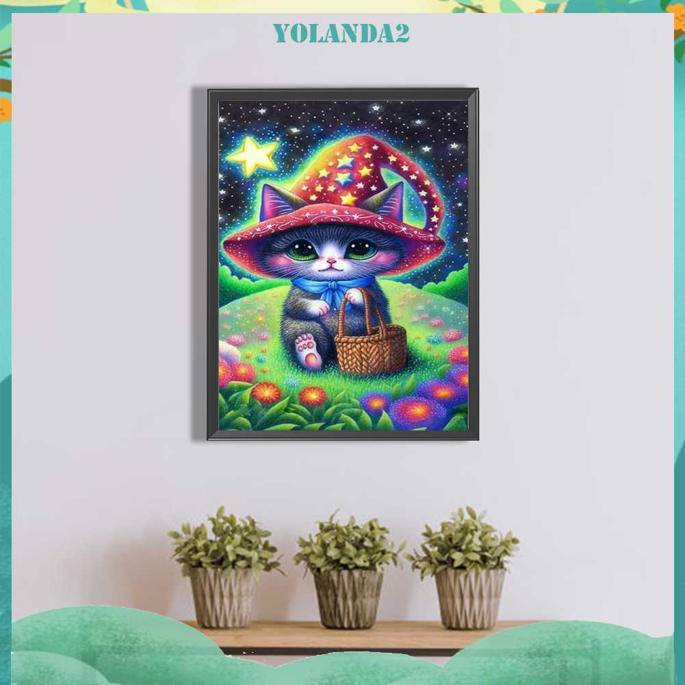 Tranh Đính Đá Kim Cương Toàn Bộ 5D DIY Hình Vẽ Mèo Trang Trí Nhà Cửa