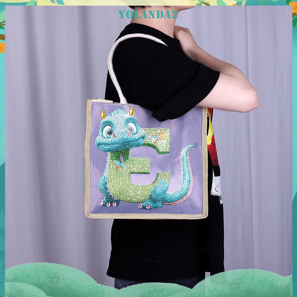 Túi Tote Đựng Tranh Đính Đá 5D Tự Làm Hình Khủng Long Cho Nữ