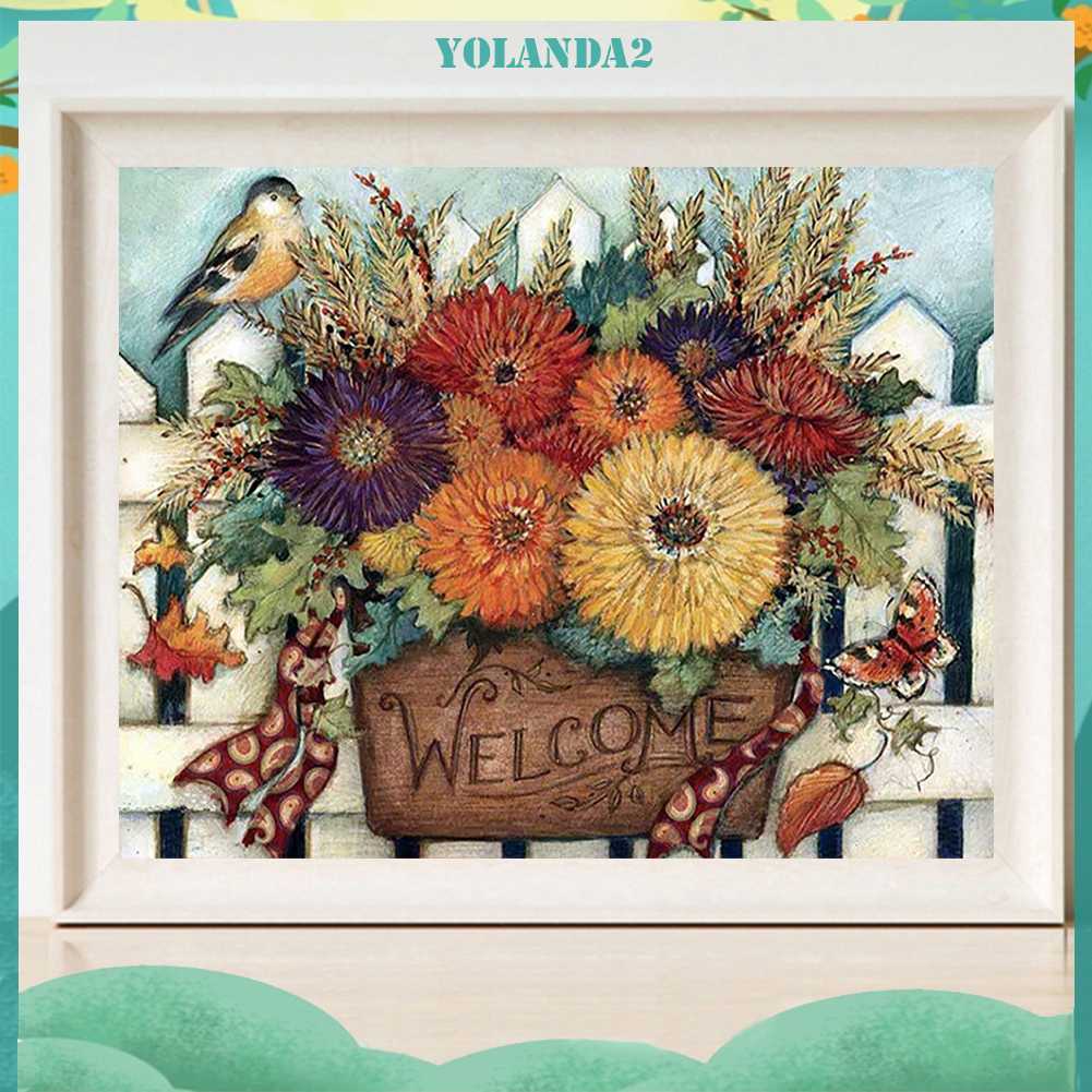 Tranh Đính Đá Kim Cương Toàn Bộ 5D DIY Hình Vẽ Hoa Trang Trí Nhà Cửa