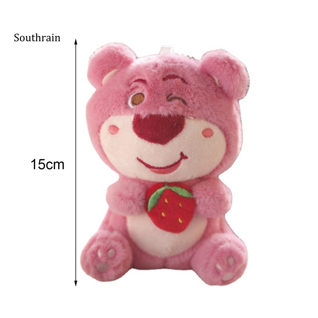 Gấu Nhồi Bông 15cm Mềm Mại Màu Hồng Đáng Yêu Trang Trí Ba Lô / Móc Khóa