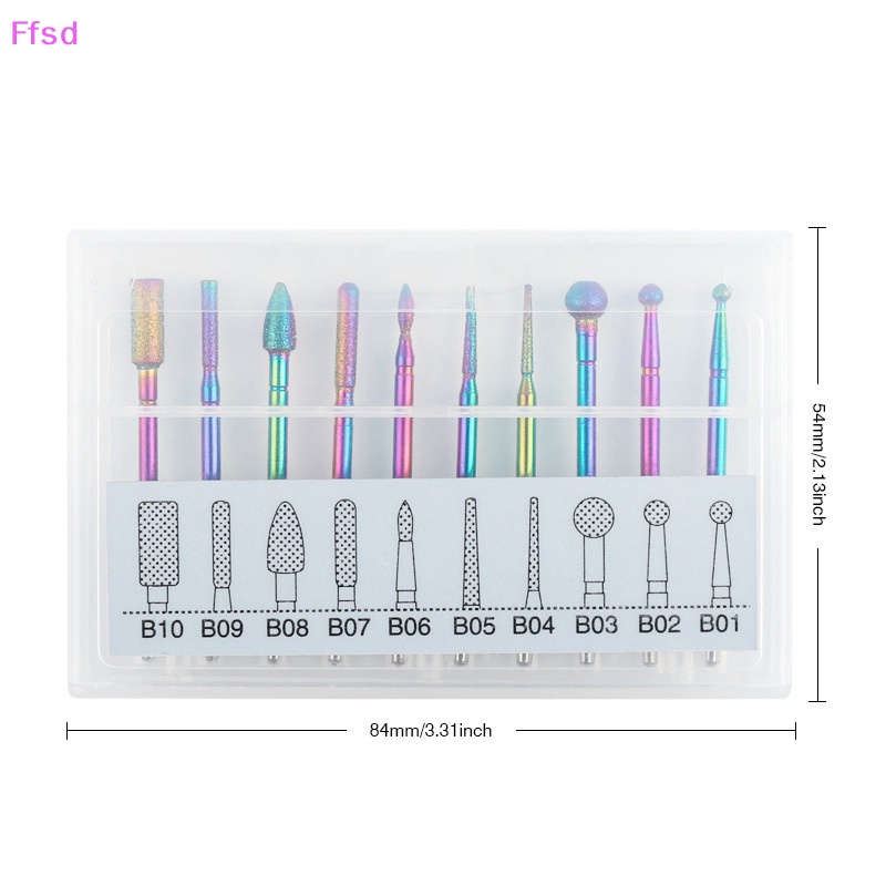 Bộ 10 Mũi Khoan Sứ / Acrylic Trang Trí Móng Tay Chuyên Dụng