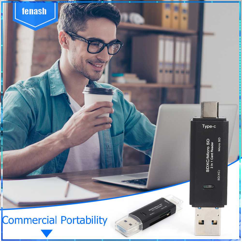 Đầu Đọc Thẻ Nhớ TF / Mirco SD USB Type-C 3 Trong 1 OTG USB 3.0