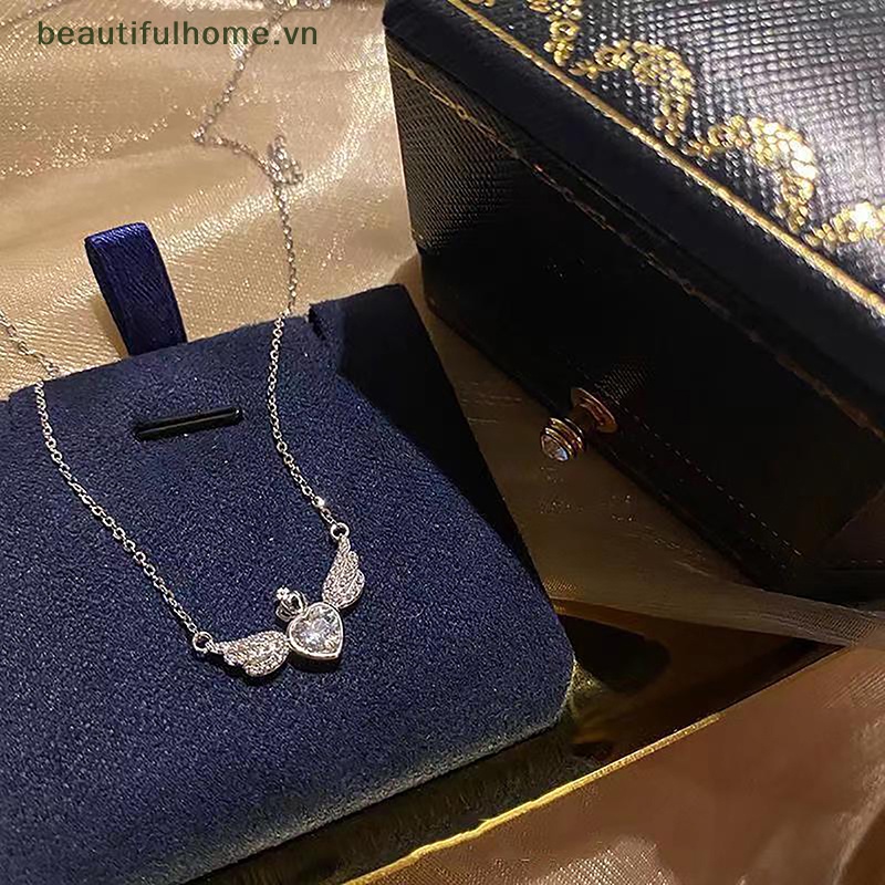 [beautifulhome] Vòng cổ Pha Lê Hình Cánh Trái Tim Phong Cách Ins Nhẹ Nhàng Thời Trang Dễ Phối Đồ Trang Sức Cho Nữ [beauty]