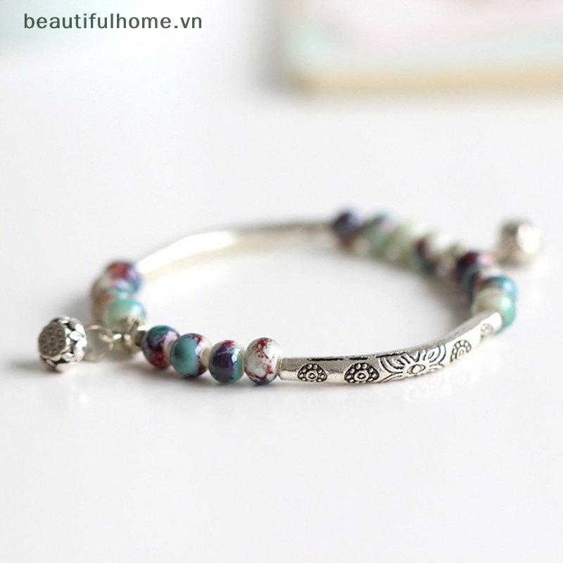 [beautifulhome] Vòng Tay Hạt Gốm Làm Tay Nghệ Thuật Cổ Điển Thời Trang Làm Quà Tặng Cho Nữ [beauty]