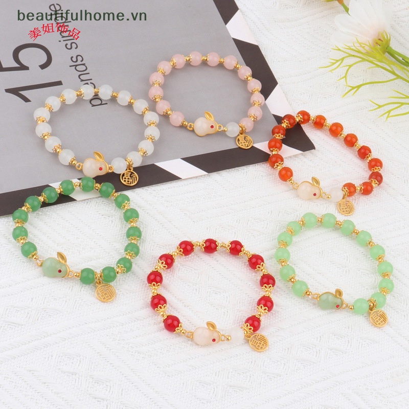[beautifulhome] Vòng Tay Chuỗi Hạt Pha Lê Hình Thỏ May Mắn Dễ Thương Làm Quà Tặng Trang Sức Cho Nữ [beauty]