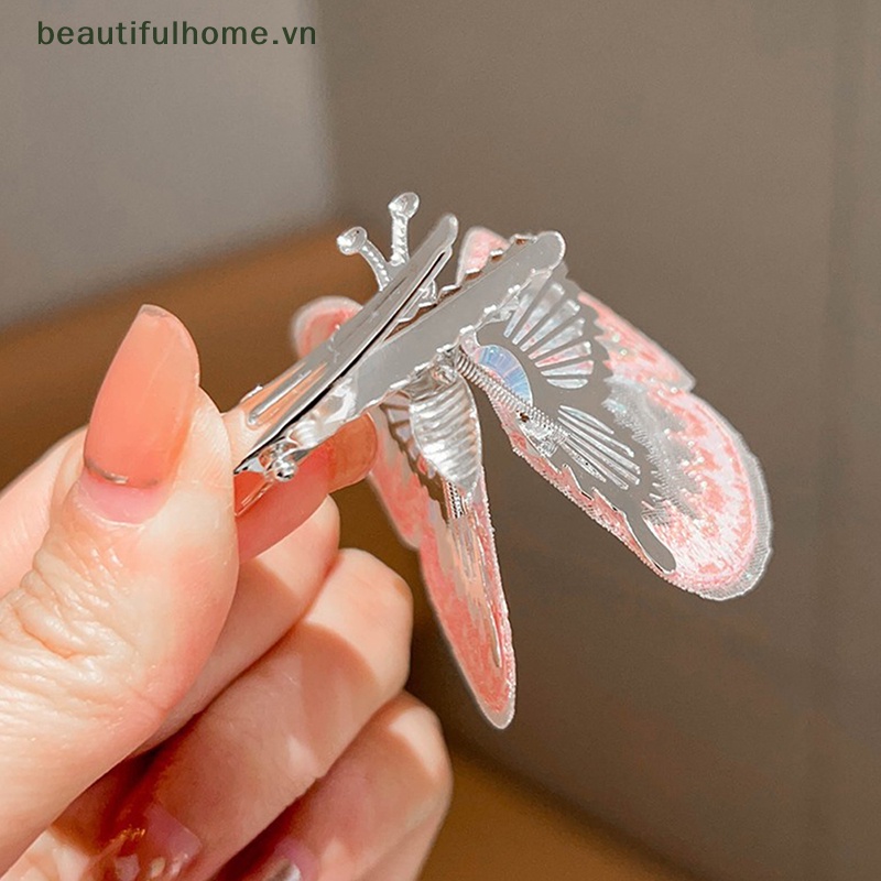 Kẹp Tóc Hình Cánh Bướm Bằng Vải Phối Ren Nhiều Màu Xinh Xắn Thời Trang Xuân Hè Cho Bé Gái