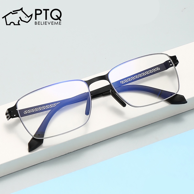 Kính Mát Gọng Kim Loại Chống Ánh Sáng Xanh / Đen / Bạc Cao Cấp Thời Trang Dành Cho Nam Nữ 100-400 Độ