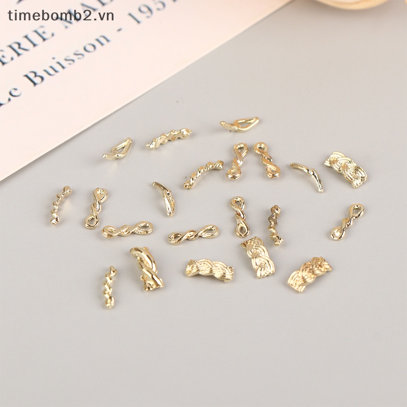 Set 10 / 20 Dây Xích Kim Loại Màu Vàng / Bạc Trang Trí Móng Tay Nghệ Thuật DIY