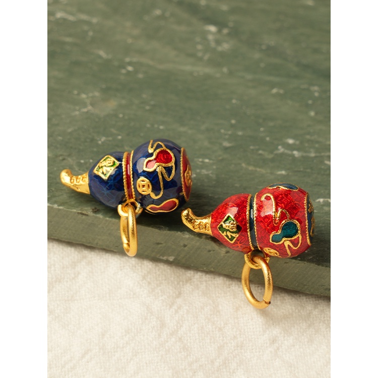 Phụ Kiện Hạt Xỏ Vòng Tay Mặt Quả Bầu Đỏ Bằng Cát Xơ Fulu Màu Vàng Kim Lâu Trôi Cao Cấp diy