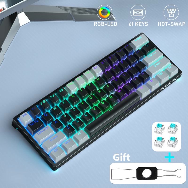 Bàn phím cơ chơi game F3261 Công tắc có thể tráo đổi nhanh đèn LED 61 phím cho hệ thống MAC/Windows