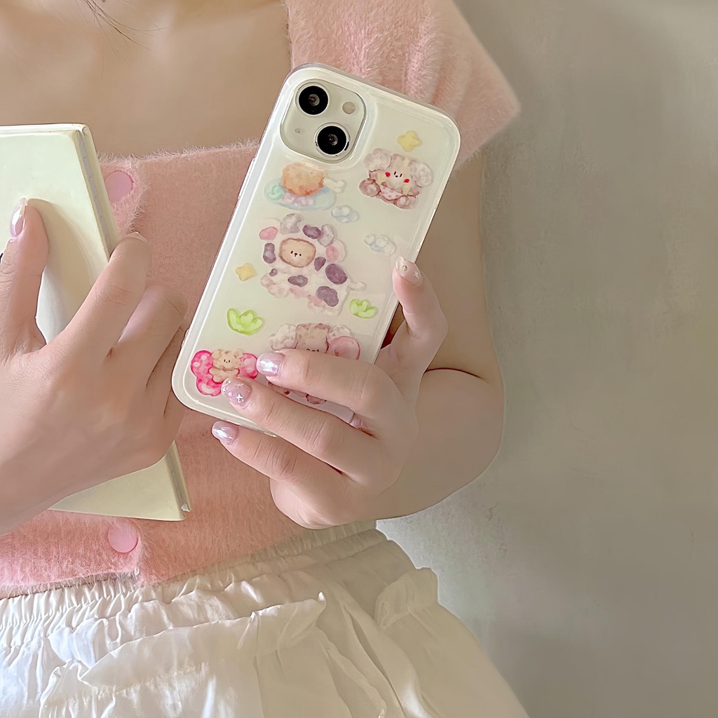 Ốp Điện Thoại Imd Mềm Trong Suốt Hai Mặt Họa Tiết Bò Hoạt Hình Cho iPhone 14 13 12 11 PRO MAX
