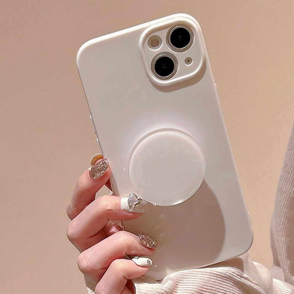 Ốp Điện Thoại TPU Mềm Siêu Mỏng Màu Trơn Kèm Giá Đỡ Tròn Cho IPhone 11 14 13 12 Pro Max
