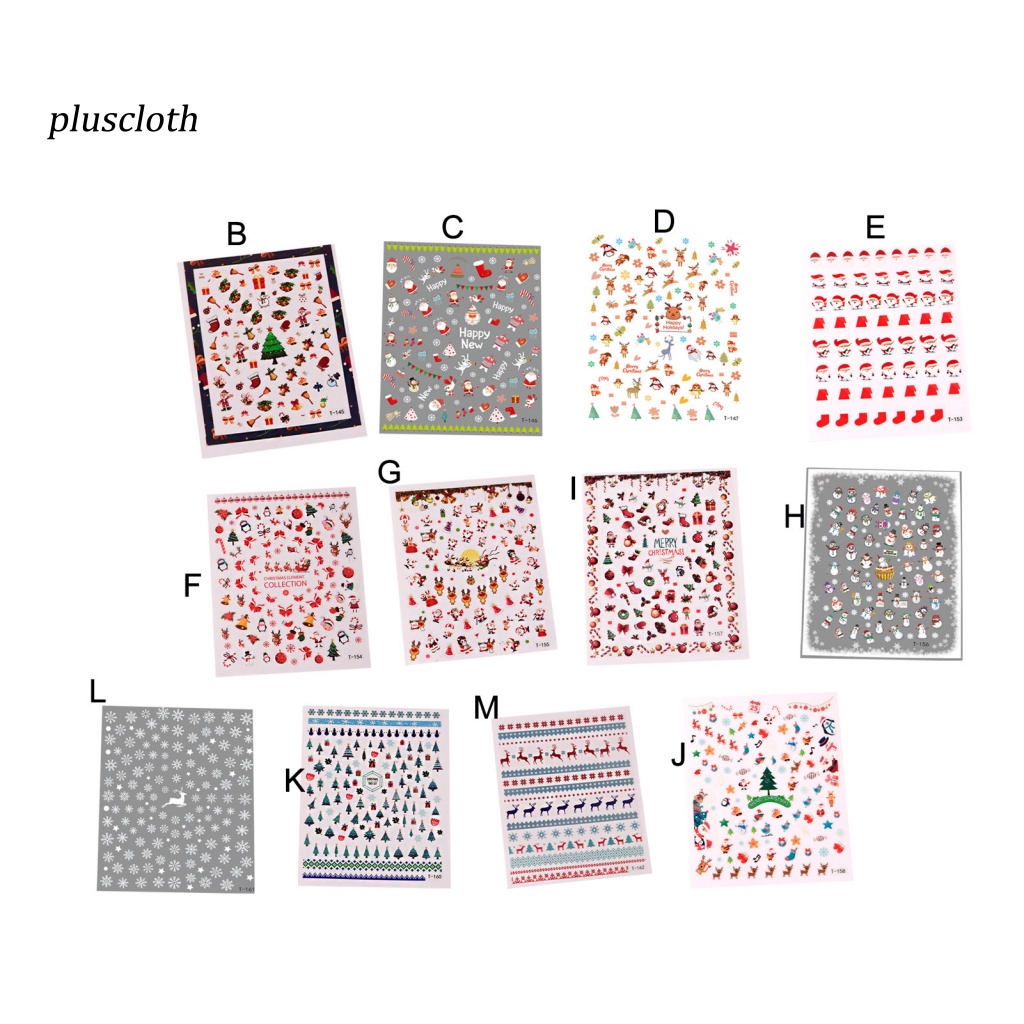 Bộ 2 Miếng Dán Trang Trí Móng Tay Bằng PVC Siêu Mỏng Chống Nước In Họa Tiết Hoạt Hình Giáng Sinh