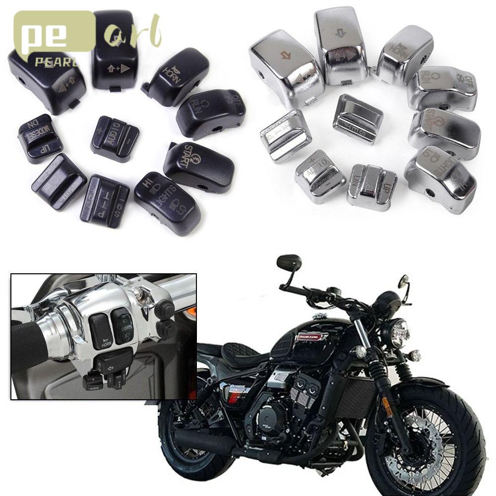 PEARLVN Vỏ Bọc Nút Điều Khiển Tay Lái Xe Mô Tô Harley Bằng Chrome