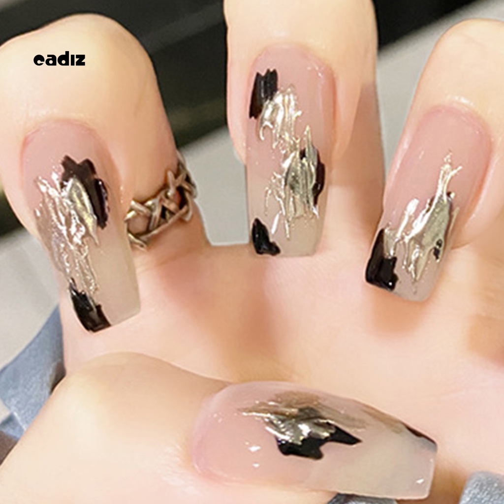 Bộ 24 Móng Tay Giả Dạng Nhấn Bằng Keo Dán Toàn Diện