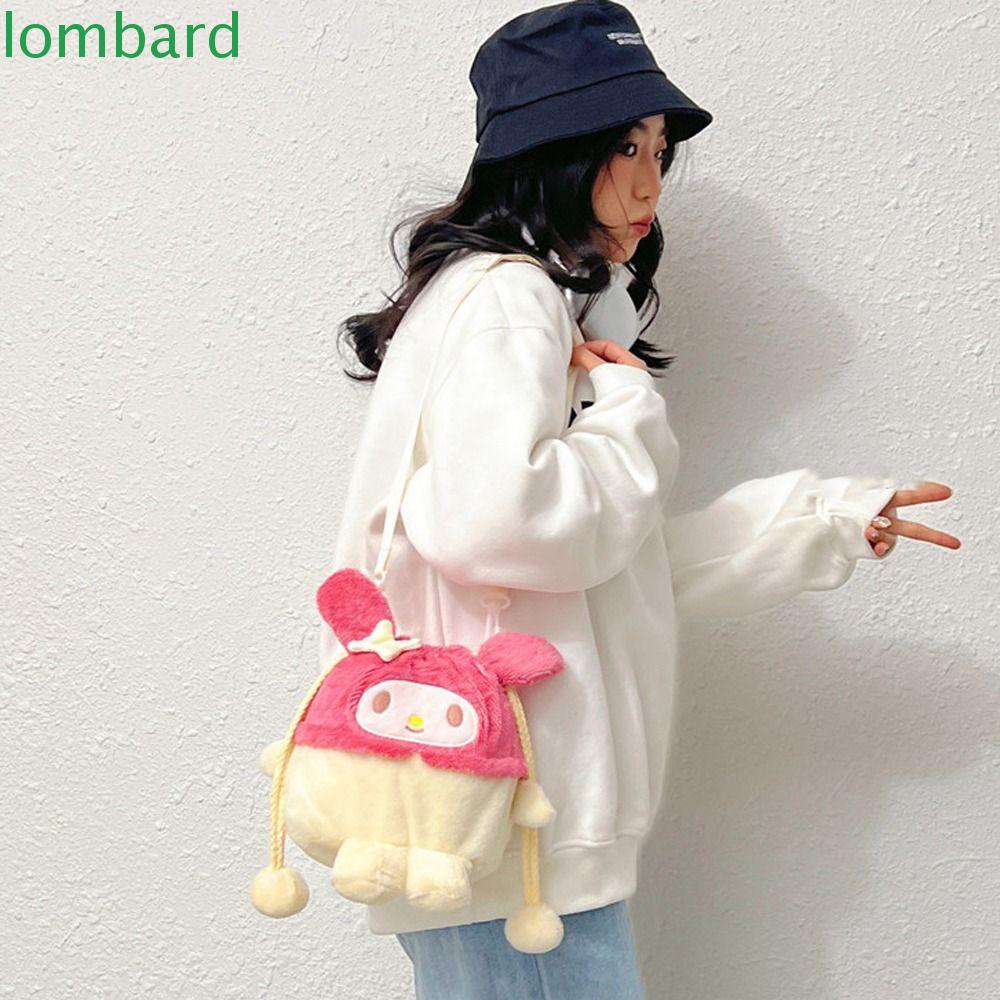 Túi Bông Đựng Son Môi / Đồ Trang Điểm Sức Chứa Lớn Hình Hello Kitty / Chó Hoạt Hình Có Dây Rút