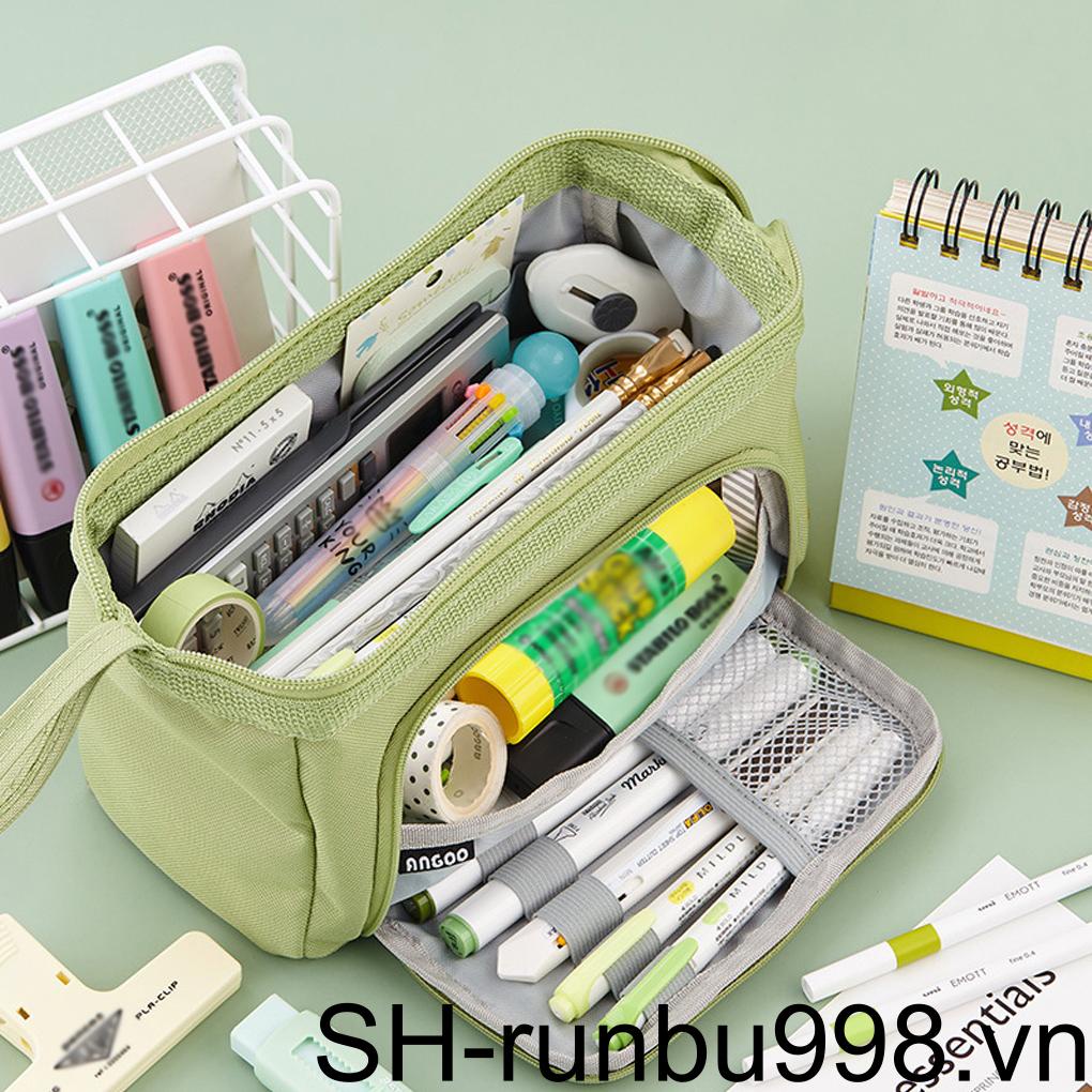 Túi Đựng Bút Hai Lớp Sức Chứa Lớn Màu Sắc Đơn Giản